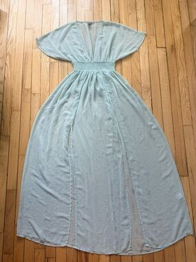 ASOS Light Sage Maxi Dress with Smocked Waist